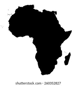 Vector Map of Africa. Black silhouette continent on white background