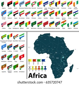 Vector map of Africa with countries, big cities and icons