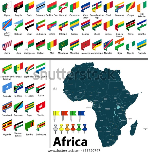 Vector Map Africa Countries Big Cities Stock Vector Royalty Free