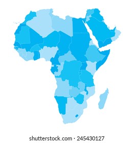 Vector Map - Africa Countries Cyan 