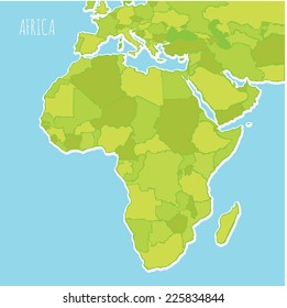 Vector map of Africa are divided by the borders of the country on