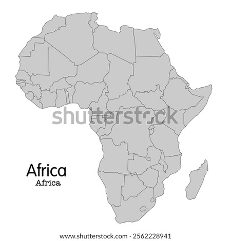 Vector map of Africa featuring detailed country borders in a minimalist design. Perfect for educational, geographical, and infographic purposes. Editable vector map of Africa. African continent map