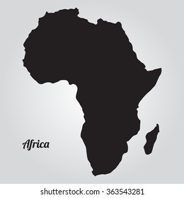 Vector map Africa. Gray Vector Illustration. Isolated vector Illustration. Black on Gradient background. EPS Illustration with an inscription Africa.