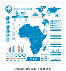 Vector map of Africa and infographic elements. Vector illustration.