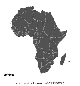 vector map of the African continent on a transparent background