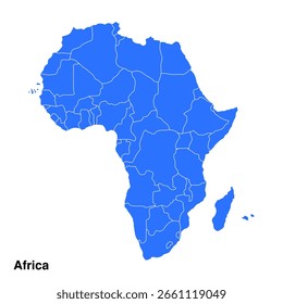 Mapa de Vector del continente africano sobre un fondo transparente