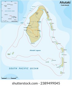 Vector map of Aitutaki Island, Cook Islands