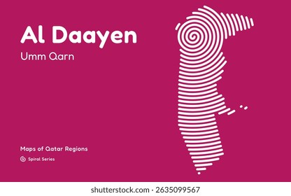Vector Map of Al Daayen Region, Qatar, in Spiral Line Style with Lusail as Central Point