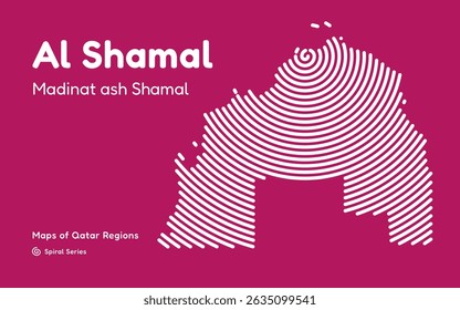 Vector Map of Al Shamal Region, Qatar, in Spiral Line Style with Madinat ash Shamal as Central Point