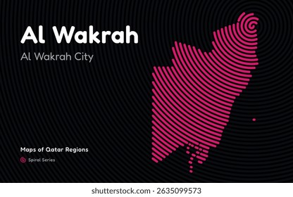 Vector Map of Al Wakrah Region, Qatar, in Spiral Line Style with Al Wakrah as Central Point