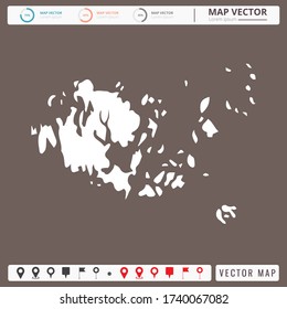 Vector map of Aland Islands Brown background and pins icon.