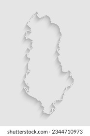 Vector map Albania with abstract inner shadow isolated on background. Template Europe country for pattern, design, illustration, backdrop. Creative paper cut map effect of the Albania