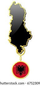 vector map of Albania   with a gold rim and thumb