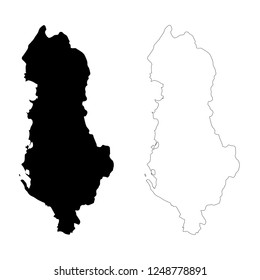 Vector map Albania. Isolated vector Illustration. Outline and vector. Black on White background. EPS 10 Illustration.