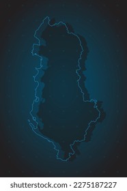 Vector map Albania on the radar screen with a blue grid. Template Europa country on monitor radar for pattern, report, background. Technology concept boundary Albania for news, infographic, army