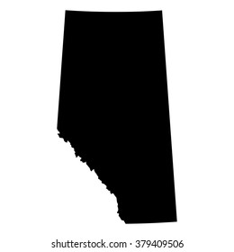 Vector Map Alberta. Isolated Vector Illustration. Black On White Background. EPS Illustration.