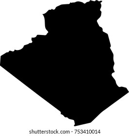 Vector map Algeria. Black mask. Isolated, white background. 