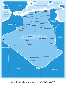 vector map of Algeria and the bordering countries