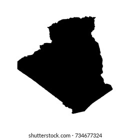 Vector map Algeria. Isolated vector Illustration. Black on White background. EPS 10 Illustration.