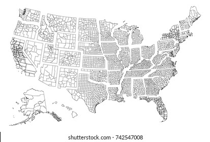 A vector map with all states in separate layers.