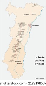 Vector map of Alsace Wine Route, France