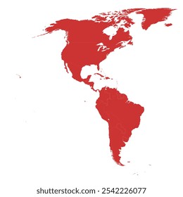 Mapa vetorial do continente americano incluindo as fronteiras de todos os países americanos