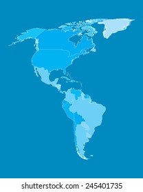 Vector Map - America Countries Cyan