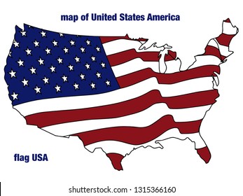 Vector map of America in flag color