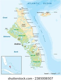 Vector map of Andros Island and New Providence, Bahamas