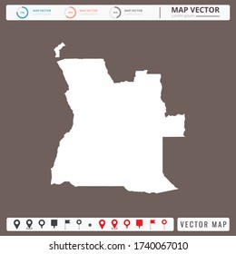 Vector map of Angola Brown background and pins icon.