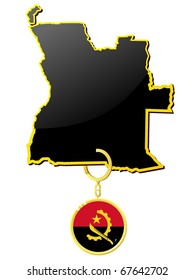 vector map of  Angola  with a gold rim and thumb