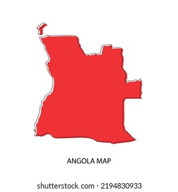 Vector map of Angola in red color and black stroke in white background