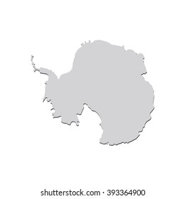 Vector map Antarctica. Isolated vector Illustration. Gray on White background. With shadow. EPS 10 Illustration.