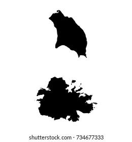 Vector map Antigua and Barbuda. Isolated vector Illustration. Black on White background. EPS 10 Illustration.