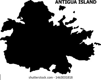 Vector Map of Antigua Island with name. Map of Antigua Island is isolated on a white background. Simple flat geographic map.