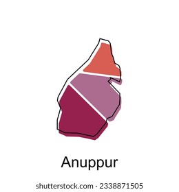 mapa vectorial del contorno moderno de Anuppur, plantilla de diseño vectorial de ilustración de alto nivel sobre fondo blanco