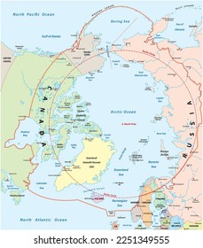 Mapa vectorial de la región ártica y polar