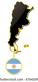 vector map of  Argentina  with a gold rim and thumb