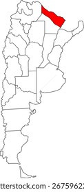 Um mapa vetorial da Argentina destacando a província de Formosa. Ideal para estudos geográficos, relatórios transfronteiriços e projetos de visualização de dados.

