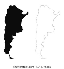 Vector map Argentina. Isolated vector Illustration. Outline and vector. Black on White background. EPS 10 Illustration.
