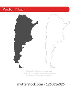 Vector map Argentina. Isolated vector Illustration. Black on White background. EPS 10 Illustration.