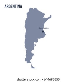 Vector map of Argentina isolated on white background. Travel Vector Illustration.