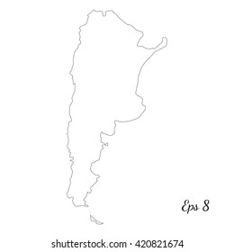 Vector map Argentina. Outline map. Isolated vector Illustration. Black on White background. EPS 8 Illustration.