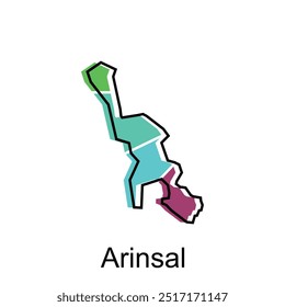 Mapa de Vector de Arinsal. Bordes para tu infografía. Plantilla de diseño de Ilustración vectorial