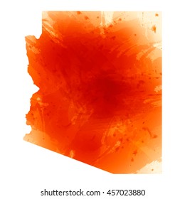 Vector map Arizona. Isolated vector Illustration. Orange watercolor effect. EPS 10 Illustration.