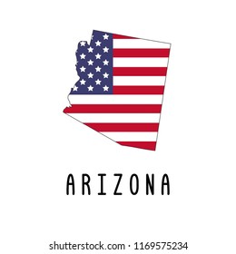 Vector map of Arizona painted in the colors American flag. Silhouette or borders of USA state. Isolated vector illustration