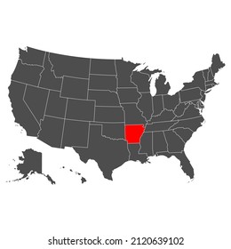 Vector map of Arkansas. High detailed illustration. Country of the United States of America. Flat style. Vector illustration