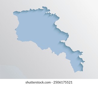 Vector map Armenia with abstract inner shadow isolated on background. Template Europe country for pattern, design, illustration, backdrop. Creative paper cut map effect of the Armenia