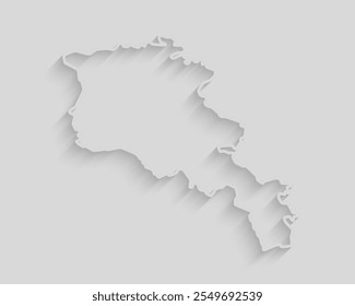 Vector map Armenia with abstract inner shadow isolated on background. Template Europe country for pattern, design, illustration, backdrop. Creative paper cut map effect of the Armenia