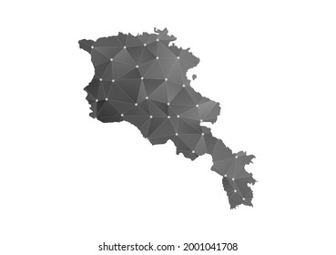 Vector map of Armenia. Black polygonal style on white background.
